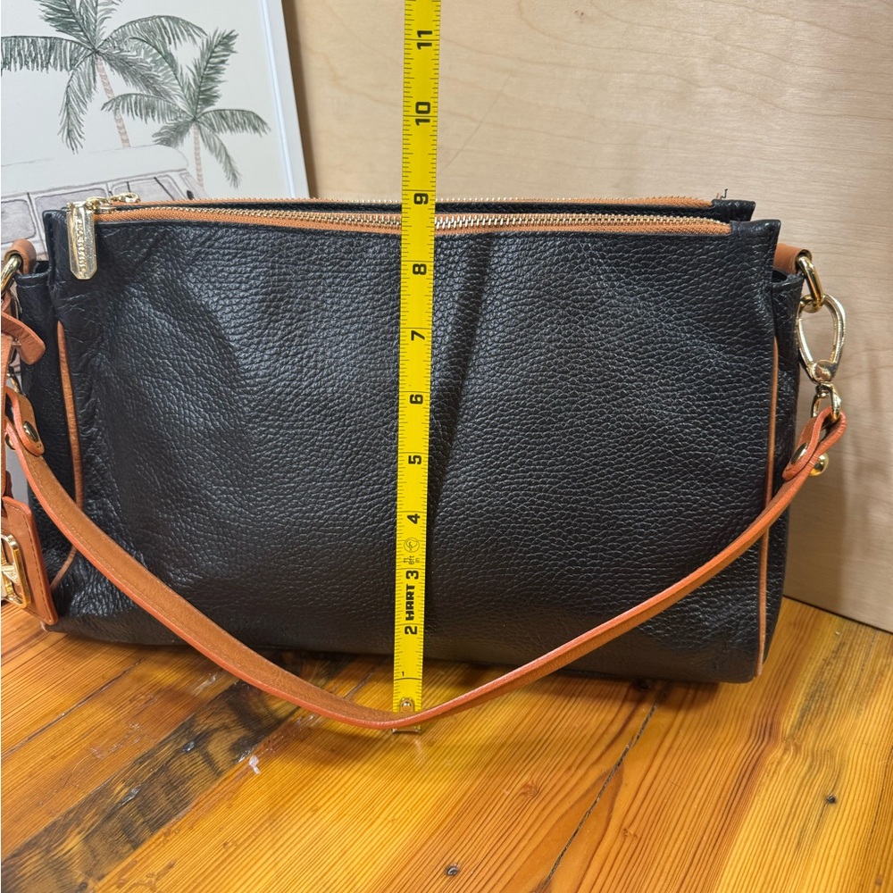 Valentina made Italy Black Shoulder Bag with Tan Strap - Picture 11 of 12